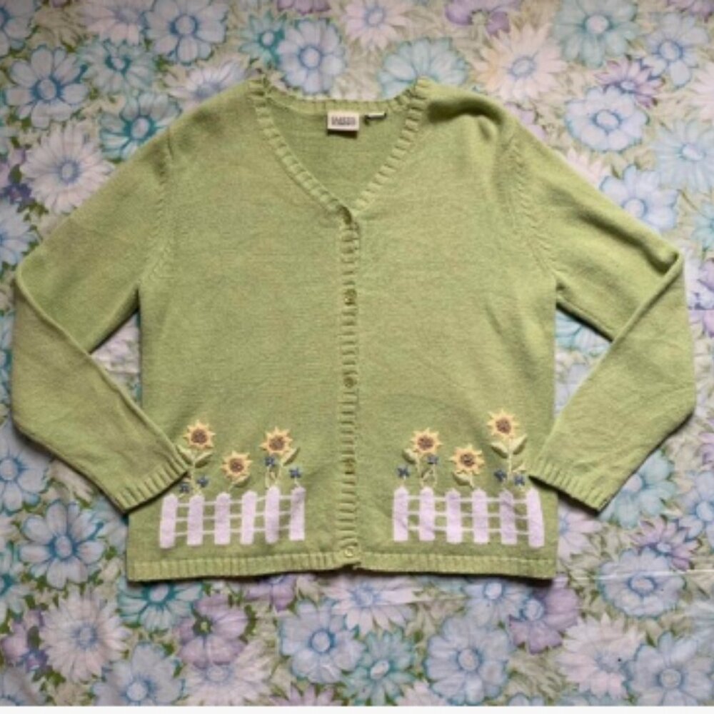 vintage 90's sunflower button up cardigan sweater